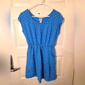 Mossimo Supply Co. Polka‎ Dot Blue And Yellow Light Dress Pockets Size Medium